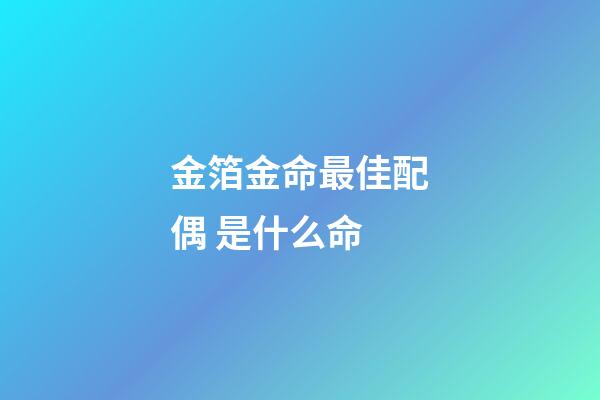 金箔金命最佳配偶 是什么命